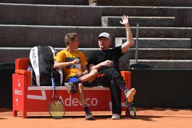 2017 Davis Cup Worldgroup Playoffs Portugal Germany Lissabon,Portugal Cedrik-Marcel Stebe,Boris Becker (Head of Mens Tennis DTB)