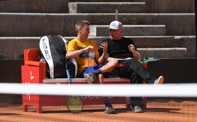 2017 Davis Cup Worldgroup Playoffs Portugal Germany Lissabon,Portugal Cedrik-Marcel Stebe,Boris Becker (Head of Mens Tennis DTB)