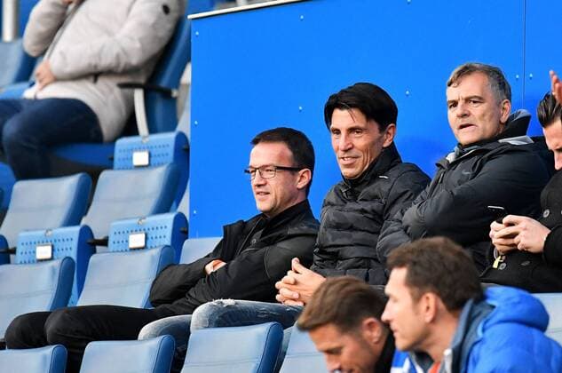 14.09.2017, xfux, Fussball Europa League, TSG 1899 Hoffenheim - Sporting Braga, emspor, v.l. Fredi Bobic (Mitglied des Vorstandes Eintracht Frankfurt Fussball AG), Manager Bruno Huebner (Eintracht Frankfurt), TW Trainer Manfred Moppes Petz (Eintracht Frankfurt) Sinsheim