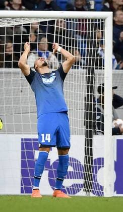 Sandro Wagner TSG 1899 Hoffenheim Enttäuschung enttäuscht nach vergebener Torchance Chance Gestik Geste TSG 1899 Hoffenheim vs Sporting SC Braga Europa League 14.09.2017 TSG 1899 Hoffenheim vs Sporting SC Braga