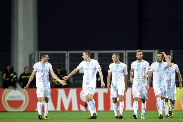 SOCCER - EL, Rijeka vs Athens RIJEKA,CROATIA,14.SEP.17 - SOCCER - UEFA Europa League, group stage, HNK Rijeka vs AEK Athens. Image shows the rejoicing of Rijeka. GEPAxpictures xMaticxKlansek