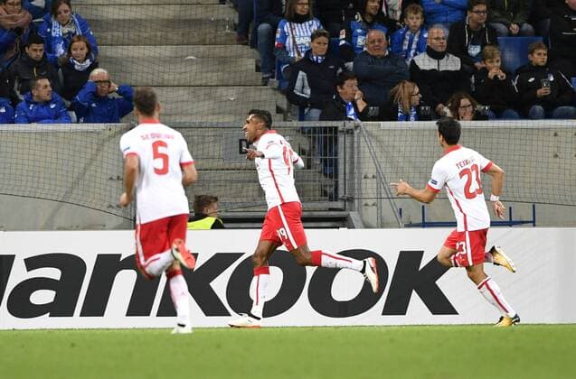 TOR zum 1:2 durch Dyego Sousa Sporting Braga (99) Torjubel TSG 1899 Hoffenheim vs Sporting SC Braga Europa League 14.09.2017 TSG 1899 Hoffenheim vs Sporting SC Braga