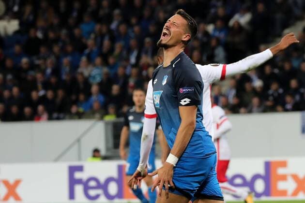 Sandro Wagner (Hoffenheim, 14), enttäuscht schauend, Enttäuschung, Frustration, disappointed, pessimistisch, Fussball, UEFA Europa League, TSG 1899 Hoffenheim - SC Braga,