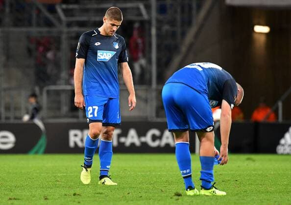 Fußball, EL, TSG 1899 Hoffenheim - Sporting Braga 14.09.2017, xfux, Fussball Europa League, TSG 1899 Hoffenheim - Sporting Braga, emspor, v.l. Andrej Kramaric (1899 Hoffenheim) enttaeuscht, enttaeuscht schauend, dissapointed Sinsheim