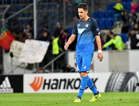 Fußball, EL, TSG 1899 Hoffenheim - Sporting Braga 14.09.2017, xfux, Fussball Europa League, TSG 1899 Hoffenheim - Sporting Braga, emspor, v.l. Benjamin Huebner (1899 Hoffenheim) enttaeuscht, enttaeuscht schauend, dissapointed Sinsheim