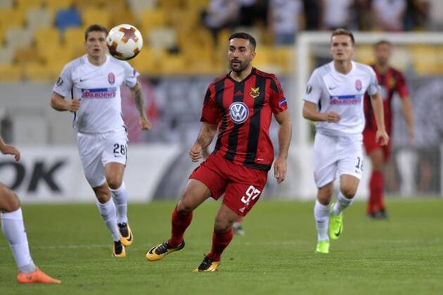 170914 Östersunds Saman Ghoddos under fotbollsmatchen i Europa League mellan Zorya och Östersund den 14 september 2017 i Lviv.  Copyright: JOHANNAxLUNDBERG BB170914JL010