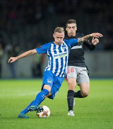 vl: Ondrej Duda (B), Inigo Cordoba (BIL) Fussball international: UEFA Europaleague, Saison 2017 2018, Gruppenspiel: Hertha BSC Berlin - Athletic Club Bilbao im Olympiastadion in Berlin, Deutschland am 14.09.2017,