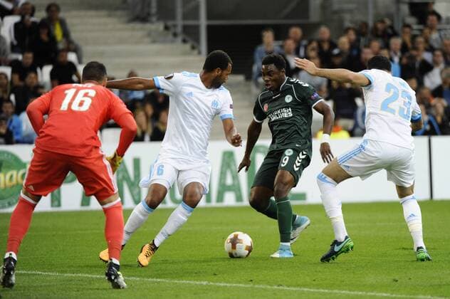 Pele (OM) - Rolando (OM) - Evouna (Kon) - Rami (OM) FOOTBALL : Marseille vs Konyaspor - Europa League - 14 09 2017 FranckPennant Panoramic 