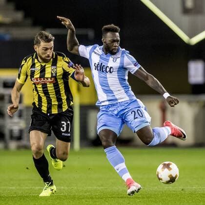 ARNHEM, Vitesse - Lazio Roma, 14-9-2017, voetbal, seizoen 2017-2018, Europa League, stadion de Gelredome, Lazio Roma speler Felipe Caicedo (R), Vitesse speler Guram Kashia (L) Vitesse - Lazio Roma  x1708822x