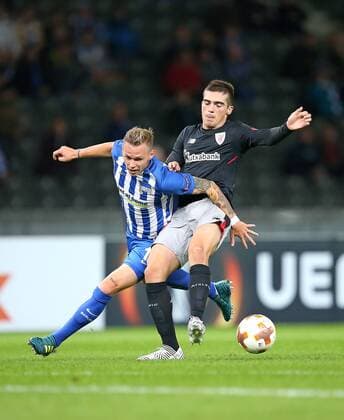 14.09.2017, Fussball UEFA Europa League 2017 2018, Gruppenphase, 1.Spieltag, Hertha BSC Berlin - Athletic Bilbao, im Olympiastadion Berlin. v.l. Ondrej Duda (Hertha BSC Berlin) gegen Inigo Cordoba (Athletic Bilbao)