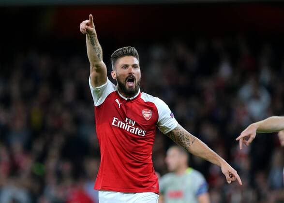 14th September 2017, Emirates Stadium, London, England; UEFA Europa League Group stage, Arsenal versus FC Cologne; Olivier Giroud of Arsenal appeals for a corner but Referee Javier Estrade gives a goal kick to FC Koln  ActionPlus11930052