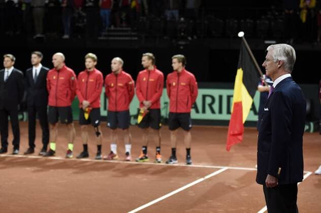 BRUSSELS, BELGIUM - SEPTEMBER 15: King Philippe of Belgium meets the players during the Davis Cup World Group Semifinal match between Belgium and Australia on September 15, 2017 in Brussels, Belgium, 14 09 2017 Roi Philippe TENNIS : Coupe Davis Belgique vs Australie - Bruxelles - 15 09 2017 PhotoNews Panoramic  775038777