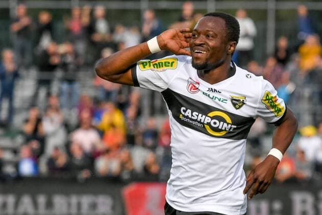 SOCCER - BL, Altach vs Rapid ALTACH,AUSTRIA,16.SEP.17 - SOCCER - tipico Bundesliga, SCR Altach vs SK Rapid Wien. Image shows the rejoicing of Bernard Tekpetey (Altach). Keywords: Wien Energie. GEPAxpictures xOliverxLerch