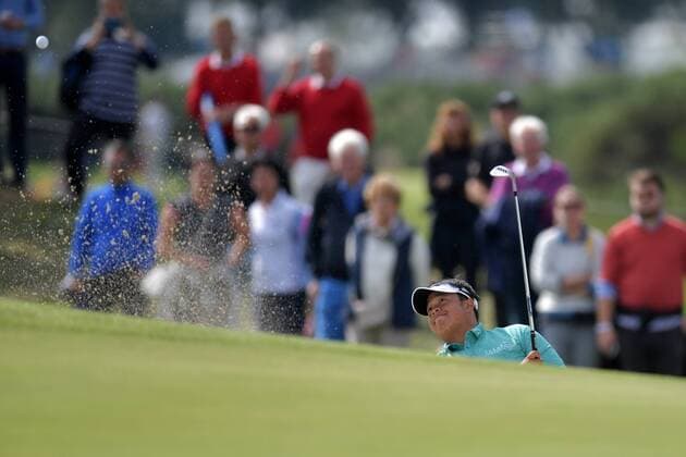 17-09-2017 GOLF:KLM OPEN:SPIJK KLM Open 2017 , The Dutch, finaledag Kiradech Aphibarnrat THA vanuit de bunker Foto: Henk Seppen xVIxVIxImagesx xSoenarxChamidxsportfotografiexIVx 8778469