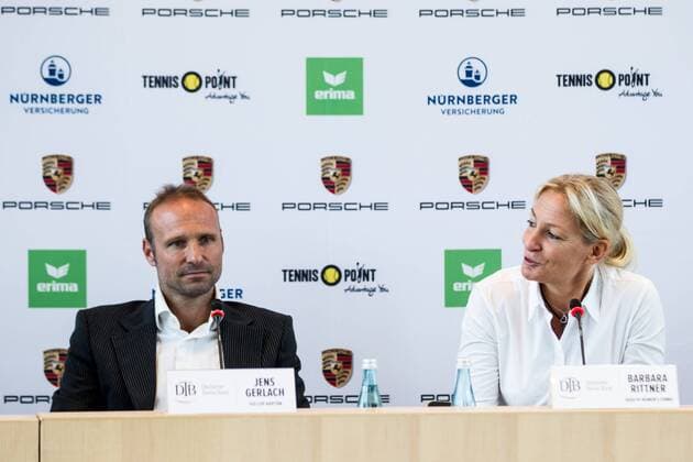 Jens Gerlach (Fed Cup Kapitaen Deutscher Tennis Bund) und Barbara Rittner (DTB); DTB Pressekonferenz , Stuttgart Rathaus, 20170919; Stuttgart Copyright: xWuechner Eibner-Pressefotox EP_NWR
