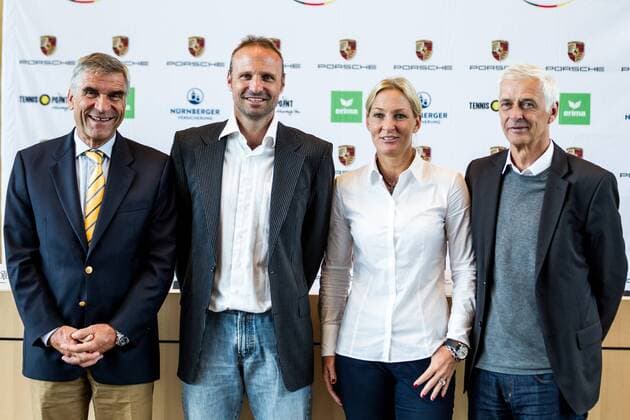 Ulrich Klaus (DTB-Praesident), Jens Gerlach (Fed Cup Kapitaen Deutscher Tennis Bund) und Barbara Rittner (DTB), DTB Sportdirektor Klaus Eberhard; DTB Pressekonferenz , Stuttgart Rathaus, 20170919; Stuttgart Copyright: xWuechner Eibner-Pressefotox EP_NWR