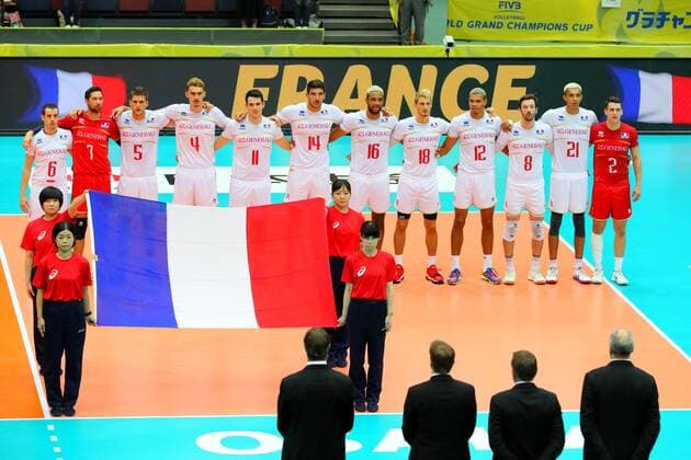 France team group Mannschaftsbild Totale (FRA), SEPTEMBER 17, 2017 - Volleyball : FIVB World Grand Champions Cup 2017 men s match between Iran 3-2 France at Osaka Municipal Central Gymnasium in Osaka, Japan. Noxthirdxpartyxsales  (xjwa024107)