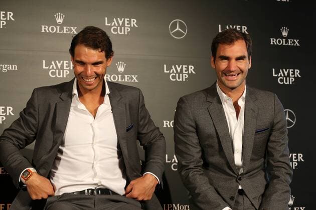 Laver Cup Prag, 20. 09. 2017 Rafael NADAL, Roger FEDERER *** Laver Cup Prague 20 09 2017 Rafael NADAL Roger FEDERER