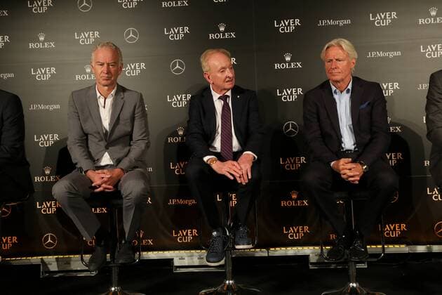 Laver Cup Prag, 20. 09. 2017 John McEnroe, Rod Laver, Björn Borg