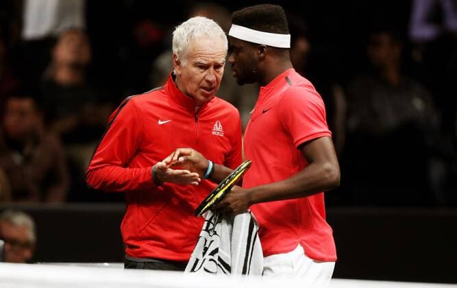 TENNIS - Laver Cup 2017 PRAGUE,CZECH REPUBLIC,22.SEP.17 - TENNIS - Laver Cup, Team Europe vs Team World. Image shows John McEnroe and Frances Tiafoe (USA). GEPAxpictures xMatthiasxHauer