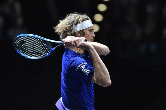 German tennis player ALEXANDER ZVEREV (Team Europe) in action during the second singles match within the first edition of the Laver Cup tennis tournament in Prague, Czech Republic, on September 22, 2017. (CTKxPhoto VitxSimanek) CTKPhotoP201709220918801  VIS_6372