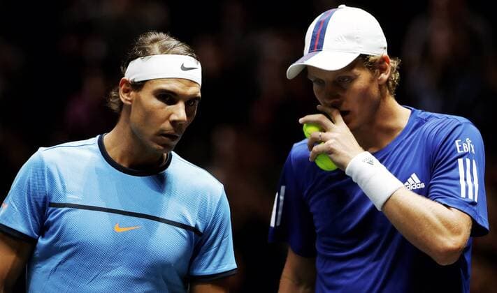 TENNIS - Laver Cup 2017 PRAGUE,CZECH REPUBLIC,22.SEP.17 - TENNIS - Laver Cup, Team Europe vs Team World. Image shows Rafael Nadal (ESP) and Tomas Berdych (CZE). GEPAxpictures xMatthiasxHauer