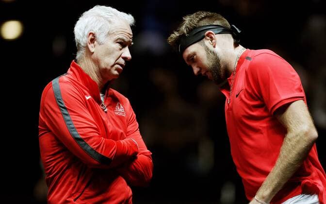 TENNIS - Laver Cup 2017 PRAGUE,CZECH REPUBLIC,23.SEP.17 - TENNIS - Laver Cup, Team Europe vs Team World. Image shows John McEnroe and Jack Sock (USA). GEPAxpictures xMatthiasxHauer