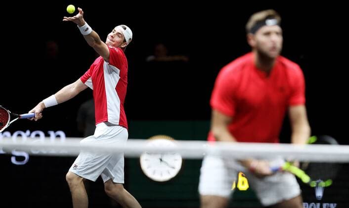 TENNIS - Laver Cup 2017 PRAGUE,CZECH REPUBLIC,24.SEP.17 - TENNIS - Laver Cup, Team Europe vs Team World. Image shows John Isner and Jack Sock (USA). GEPAxpictures xMatthiasxHauer