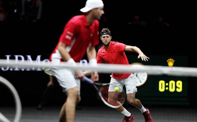 TENNIS - Laver Cup 2017 PRAGUE,CZECH REPUBLIC,24.SEP.17 - TENNIS - Laver Cup, Team Europe vs Team World. Image shows John Isner and Jack Sock (USA). GEPAxpictures xMatthiasxHauer