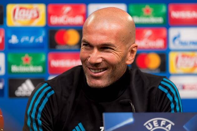 Dortmund, Germany, 25.09.2017, UEFA Champions League Pressekonferenz, Real Madrid, Trainer Zinedine Zidane (Real) lacht, lachen ( DeFodi001