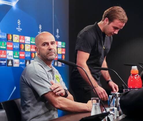 Dortmund, Germany, 25.09.2017, UEFA Champions League Pressekonferenz, BV Borussia Dortmund, Trainer Peter Bosz (BVB) ( DeFodi507