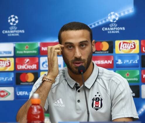 Besiktas s Football Team Player Cenk Tosun gives a press conference PK Pressekonferenz on the eve of the team s a day before their UEFA Champions League Group G match against RB Leipzig on September 25, 2017 in Istanbul , Turkey. 