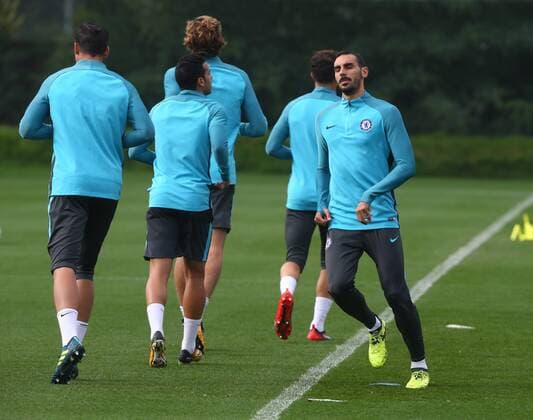 September 26, 2017 - London, United Kingdom - Chelsea s Davide Zappacosta.during Chelsea Training session priory to they game against Atletico Madrid at Chelsea Training Ground on in Cobham, 26 Sept 2017 Chelsea Training Session  - ZUMAn230 20170926_zaa_n230_021 Copyright: xKieranxGalvinx