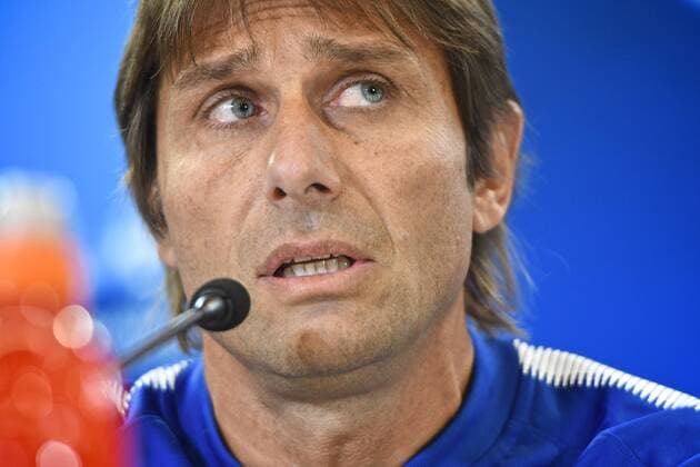 Chelsea press conference PK Pressekonferenz Chelsea manager Antonio Conte during the Chelsea press conference at the Wanda Metropolitano Stadium, Madrid Content Not Available For UK Newspapers Copyright: xKristianxKanex FIL-10720-0010