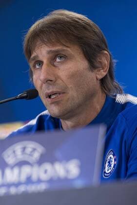 Chelsea s coach Antonio Conte attends to press conference PK Pressekonferenz before UEFA Champions League match between Atletico de Madrid and Chelsea at Wanda Metropolitano in Madrid, Spain September 26, 2017.  (20170926026)