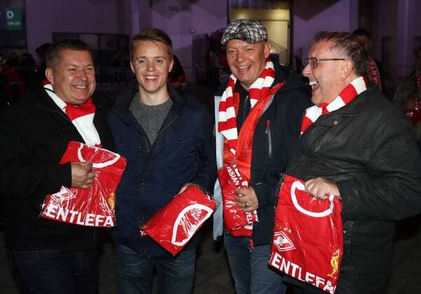 MOSCOW, RUSSIA - SEPTEMBER 26, 2017: Spartak Moscow s fans seen ahead of the 2017 18 UEFA Champions League Group E Round 2 football match against Liverpool FC at Otkrytie Arena Stadium. Artyom Korotayev TASS  TS061F8E
