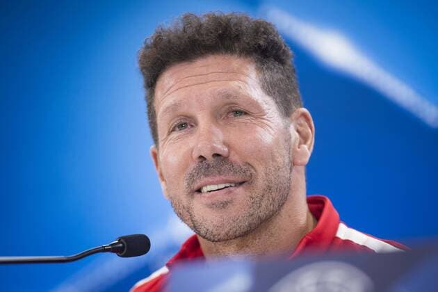Atletico de Madrid s coach Diego Simeone attends to press conference PK Pressekonferenz before UEFA Champions League match between Atletico de Madrid and Chelsea at Wanda Metropolitano in Madrid, Spain September 26, 2017.  (20170926059)