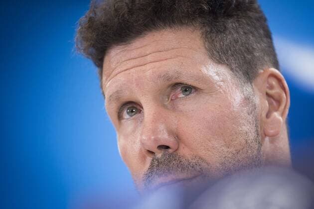 Atletico de Madrid s coach Diego Simeone attends to press conference PK Pressekonferenz before UEFA Champions League match between Atletico de Madrid and Chelsea at Wanda Metropolitano in Madrid, Spain September 26, 2017.  (20170926051)