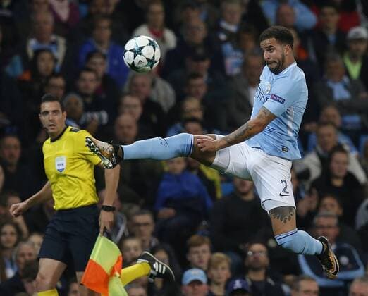 Kyle Walker of Manchester City during the Champions League Group F match at the Emirates Stadium, Manchester. Picture date: September 26th 2017. Picture credit should read: Andrew Yates Sportimage EDITORIAL USE ONLY. No use with unauthorised audio, video, data, fixture lists, club league logos or live services. Online in-match use limited to 120 images, no video emulation. No use in betting, games or single club league player publications.
