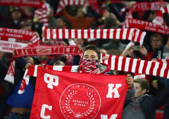 MOSCOW, RUSSIA - SEPTEMBER 26, 2017: Spartak Moscow s fans seen ahead of the 2017 18 UEFA Champions League Group E Round 2 football match against Liverpool FC at Otkrytie Arena Stadium. Stanislav Krasilnikov TASS  TS061FAA