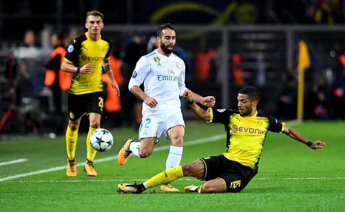 26.09.2017, xfux, Fussball Champions League, Borussia Dortmund - Real Madrid, emspor, v.l. Daniel Carvajal (Real Madrid), Jeremy Toljan (Borussia Dortmund) Dortmund