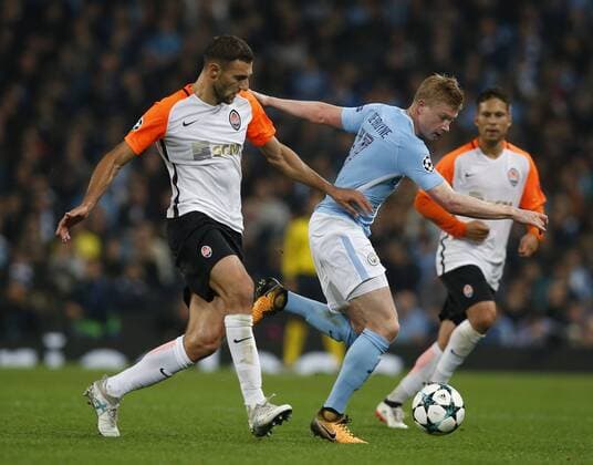 Kevin De Bruyne of Manchester City during the Champions League Group F match at the Emirates Stadium, Manchester. Picture date: September 26th 2017. Picture credit should read: Andrew Yates Sportimage EDITORIAL USE ONLY. No use with unauthorised audio, video, data, fixture lists, club league logos or live services. Online in-match use limited to 120 images, no video emulation. No use in betting, games or single club league player publications.