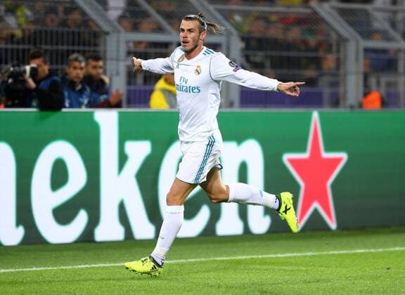 Dienstag 26.09.2017, Saison 2017 2018, UEFA Champions League, 2. Spieltag im Dortmunder Signal Iduna Park, BVB 09 Borussia Dortmund - Real Madrid, Torjubel von Real Madrid zum 1:0: Torschütze Gareth Bale (Real)