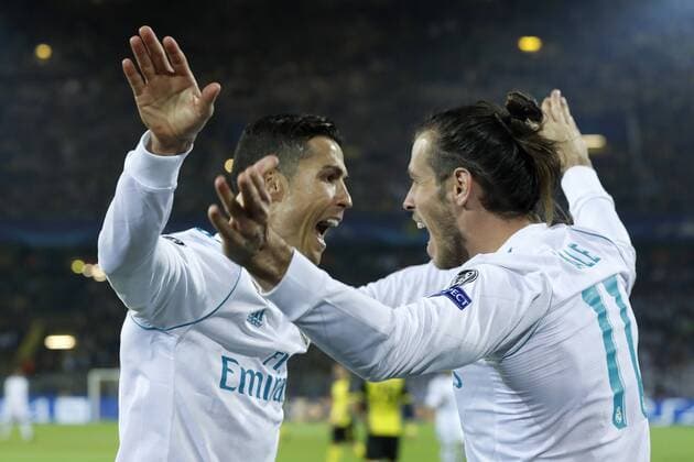 Fußball, CL, Borussia Dortmund - Real Madrid (L-R) Cristiano Ronaldo of Real Madrid, Gareth Bale of Real Madrid during the UEFA Champions League group H match between Borussia Dortmund and Real Madrid on September 26, 2017 at the Signal Iduna Park stadium in Dortmund, Germany. UEFA Champions League 2017 2018 xVIxVIxImagesx xMauricexvanxSteenxIVx 8863724