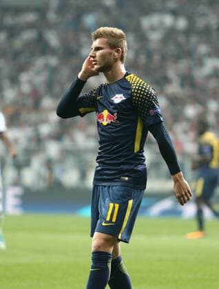 Timo Werner of RB Leipzig during the UEFA Champions League Group G match between Besiktas and RB Leipzig at Vodafone Park in Istanbul , Turkey on September 26 , 2017 . 