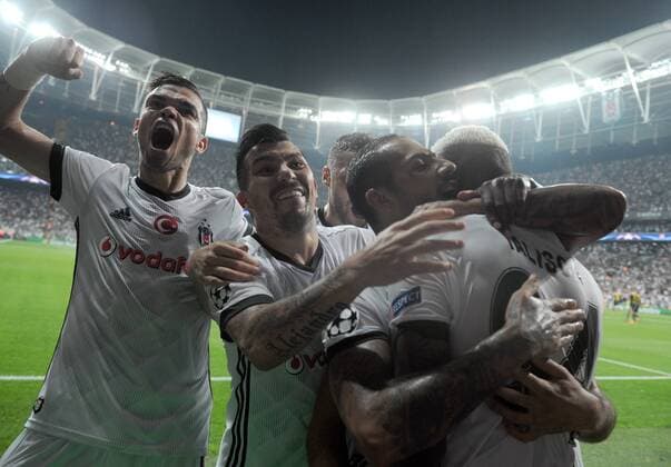 Anderson Talisca of Besiktas celebrates their goal during Besiktas vs. Leipzig UEFA Champions League game at Vodafone Park, Istanbul, September 26th, 2017.  Copyright: HikmetxSaatci 15811260