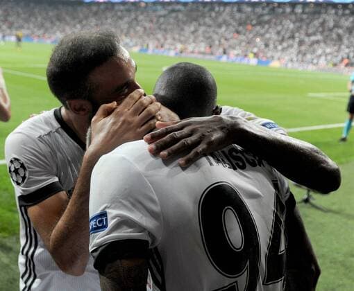 Anderson Talisca of Besiktas celebrates their goal during Besiktas vs. Leipzig UEFA Champions League game at Vodafone Park, Istanbul, September 26th, 2017.  Copyright: HikmetxSaatci 15811264