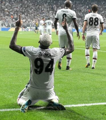 Anderson Talisca of Besiktas celebrates their goal during Besiktas vs. Leipzig UEFA Champions League game at Vodafone Park, Istanbul, September 26th, 2017.  Copyright: HikmetxSaatci 15811271