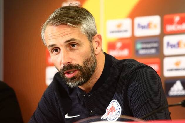 SOCCER - EL, RBS vs Marseille SALZBURG,AUSTRIA,27.SEP.17 - SOCCER - UEFA Europa League, group stage, Red Bull Salzburg vs Olympique Marseille, preview, press conference PK Pressekonferenz RBS. Image shows head coach Marco Rose (RBS). GEPAxpictures xFelixxRoittner