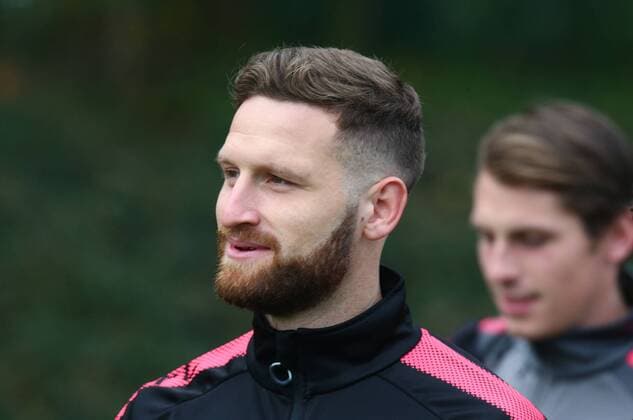 September 27, 2017 - London, England, United Kingdom - Arsenal s Shkodran Mustafi.during a Arsenal training session ahead of the UEFA Europa League Group H match against BATE Borisov at Arsenal training centre , London Colney on 27 Sep 2017 St.Albans, England Arsenal Training  - ZUMAn230 20170927_zaa_n230_033 Copyright: xKieranxGalvinx